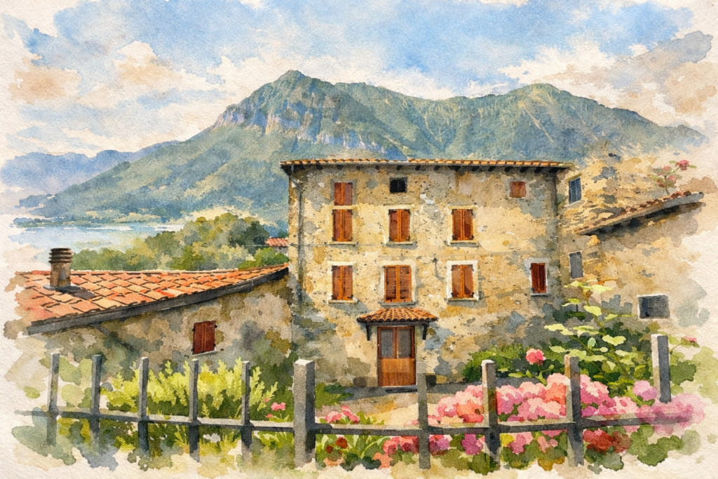 creative image of a stonehouse in Italy