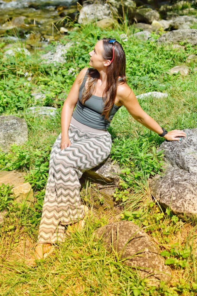 a woman in a private nature immersion Lake Como