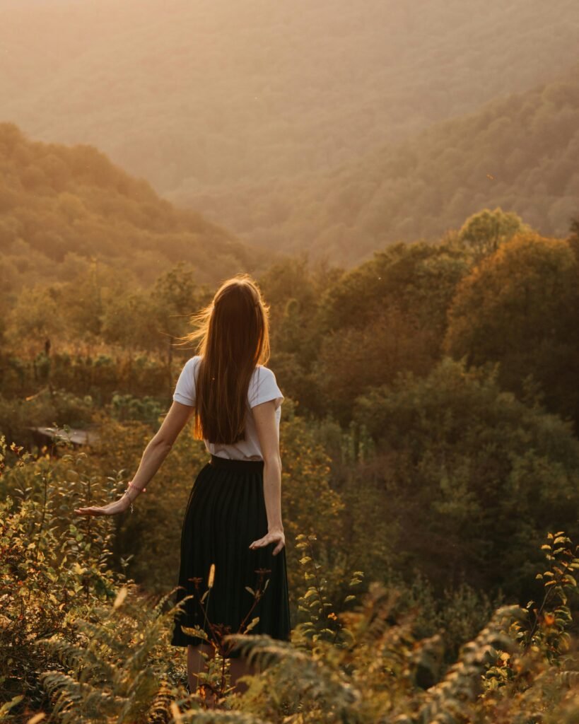 woman on a nature experience Lake Como